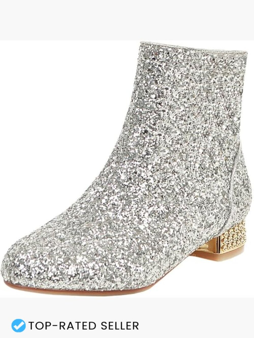 Sequin Low Heeled Ankle Boots Sparkly Block Heel Booties Chunky Platform